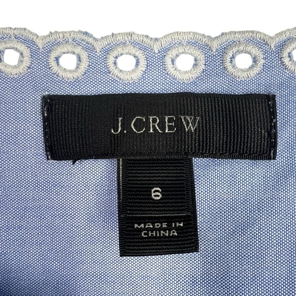 J.CREW Blue Cotton Lightweight Summer Blouse with Embroidered Details Size 6 - Picture 3 of 5